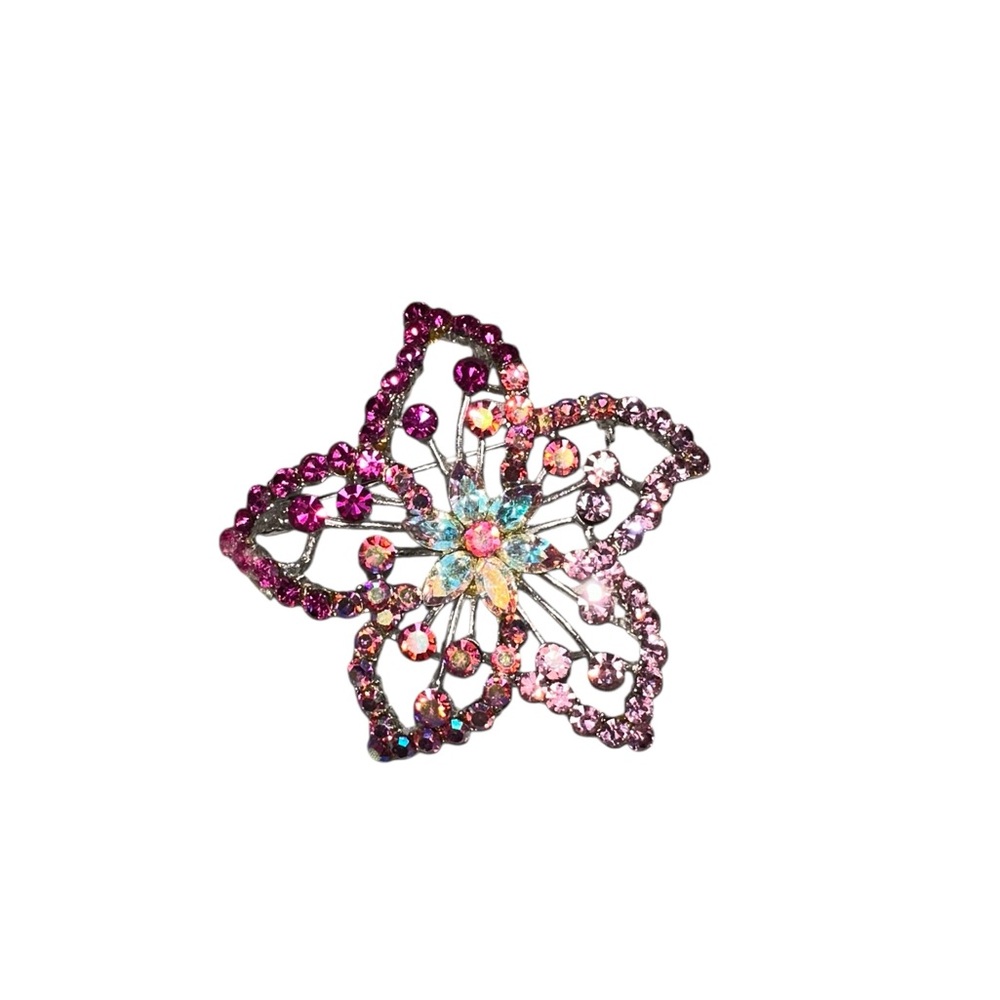 Vintage Multi Colored Rhinestone Flower/Brooch